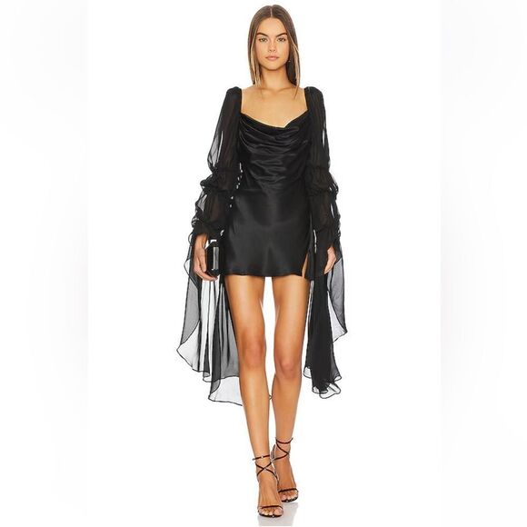 NEW For Love and Lemons Mini Willow Dress Black Size Small - Picture 3 of 13